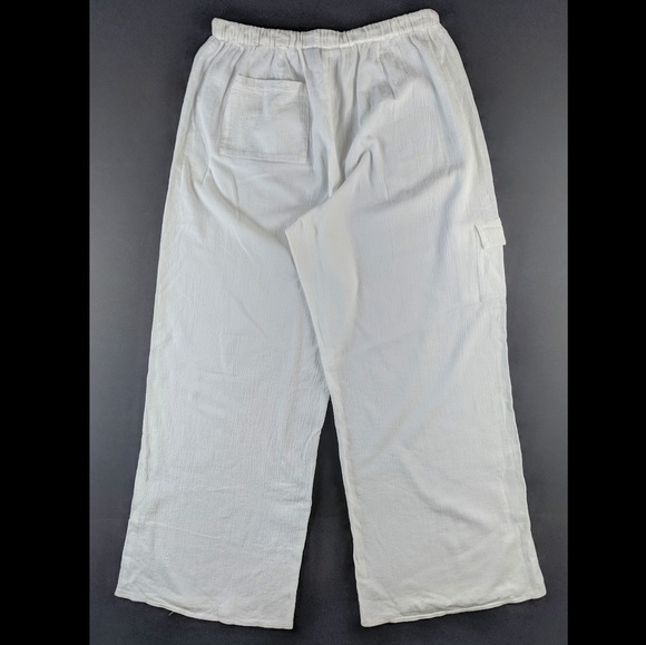 Chico's White Crinkle Cotton Palazzo Pants 2X - Picture 5 of 8